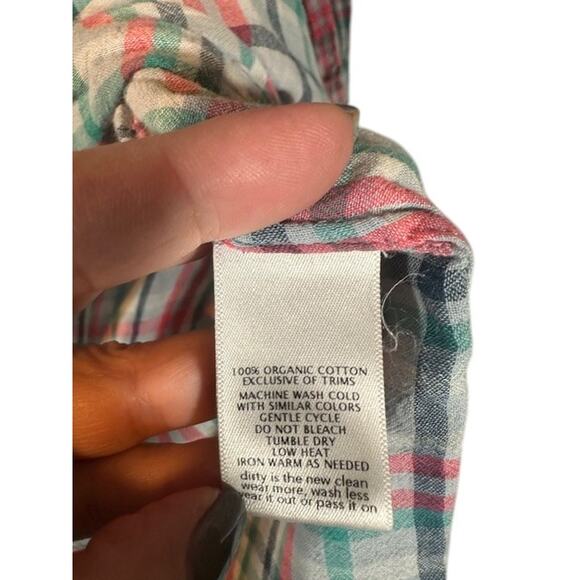 Toad & Co Plaid Blue & Pink Multi Quarter Button Long Sleeve Shirt Women Sz S - Picture 9 of 9
